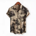 Hawaiian print short sleeve shirt with floral pattern and elastic fabric on a mannequin