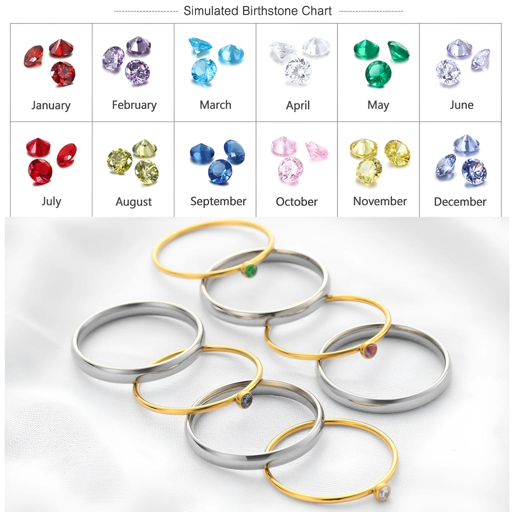 A geometric engraved titanium steel ring featuring a December birthstone colour.