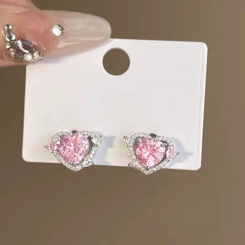 Guardian Heart Stud Earrings with white gold-coloured electroplated finish and heart shape design