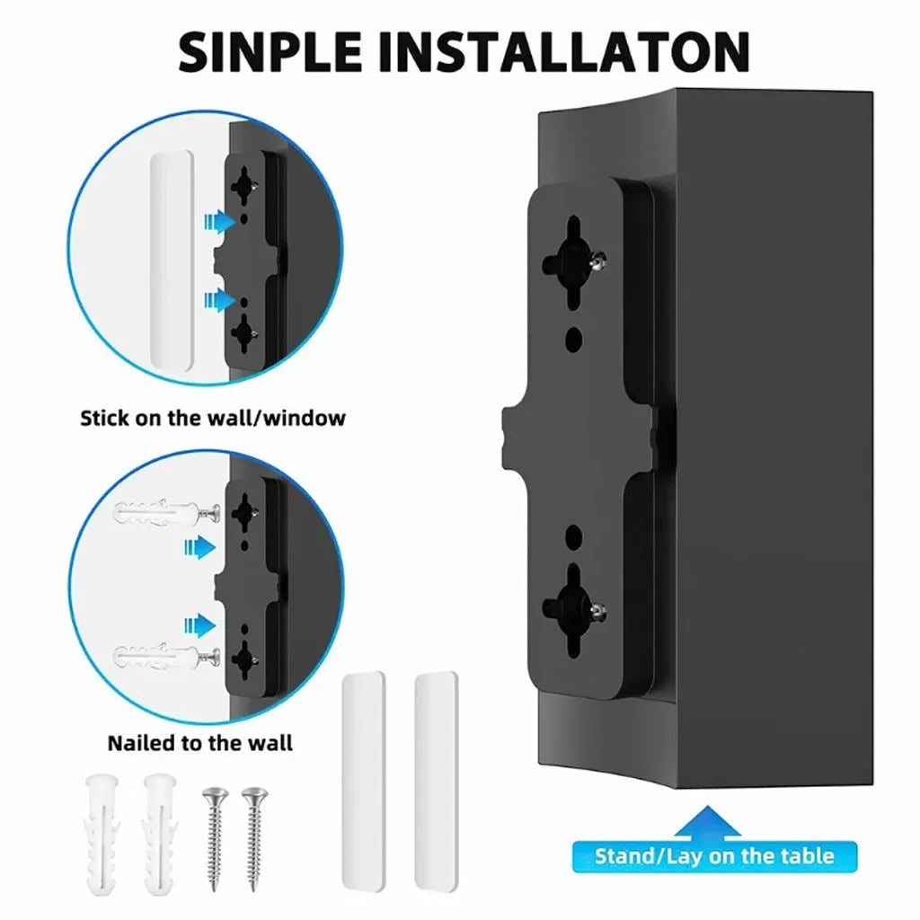 Black plastic indoor digital television antenna with HD Mode and mounting accessories