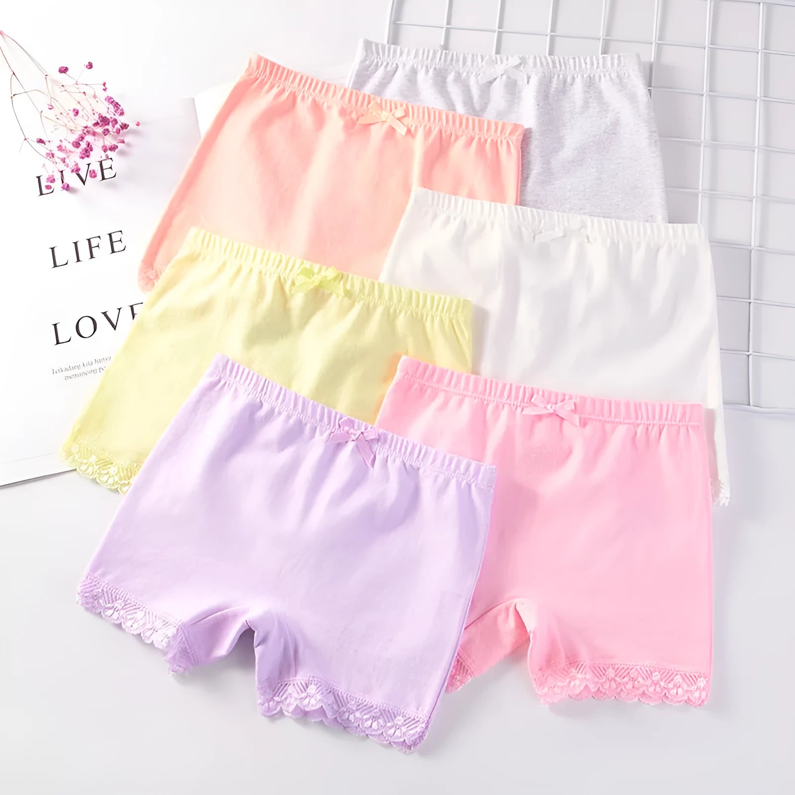 Cotton girls' safety pants anti-exposure summer modesty shorts in random mixed colour