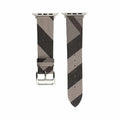 Fashion plaid grey PU watch strap for 38/40mm or 42/44mm watches on a white background