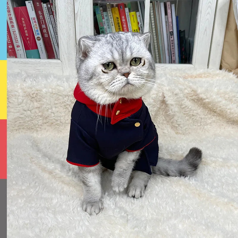 A dog or cat wearing a hoodie photo prop in a tiger staff pattern design.