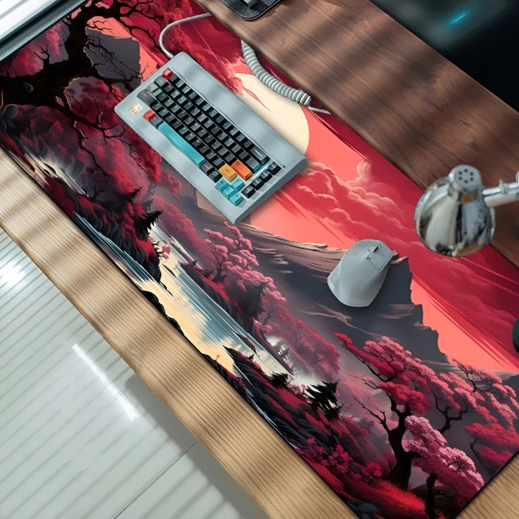 Customisable gaming mouse pad with non-slip base and thermal transfer printed graphics