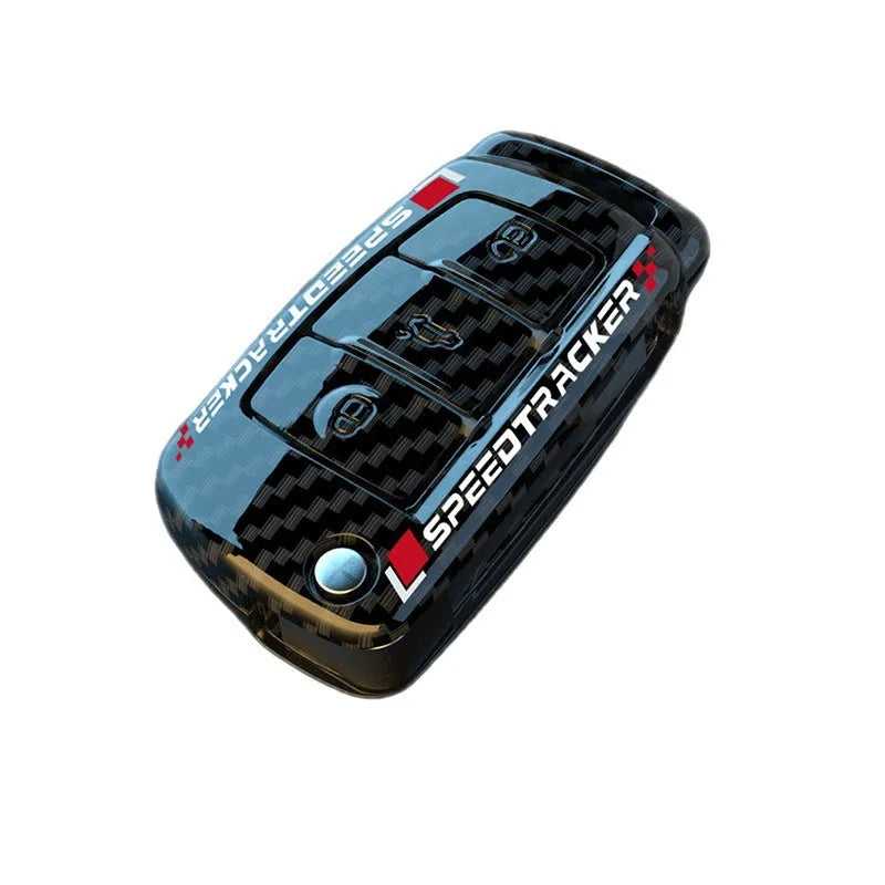 Carbon fibre style car key cover with mirror element in carbon or white colour