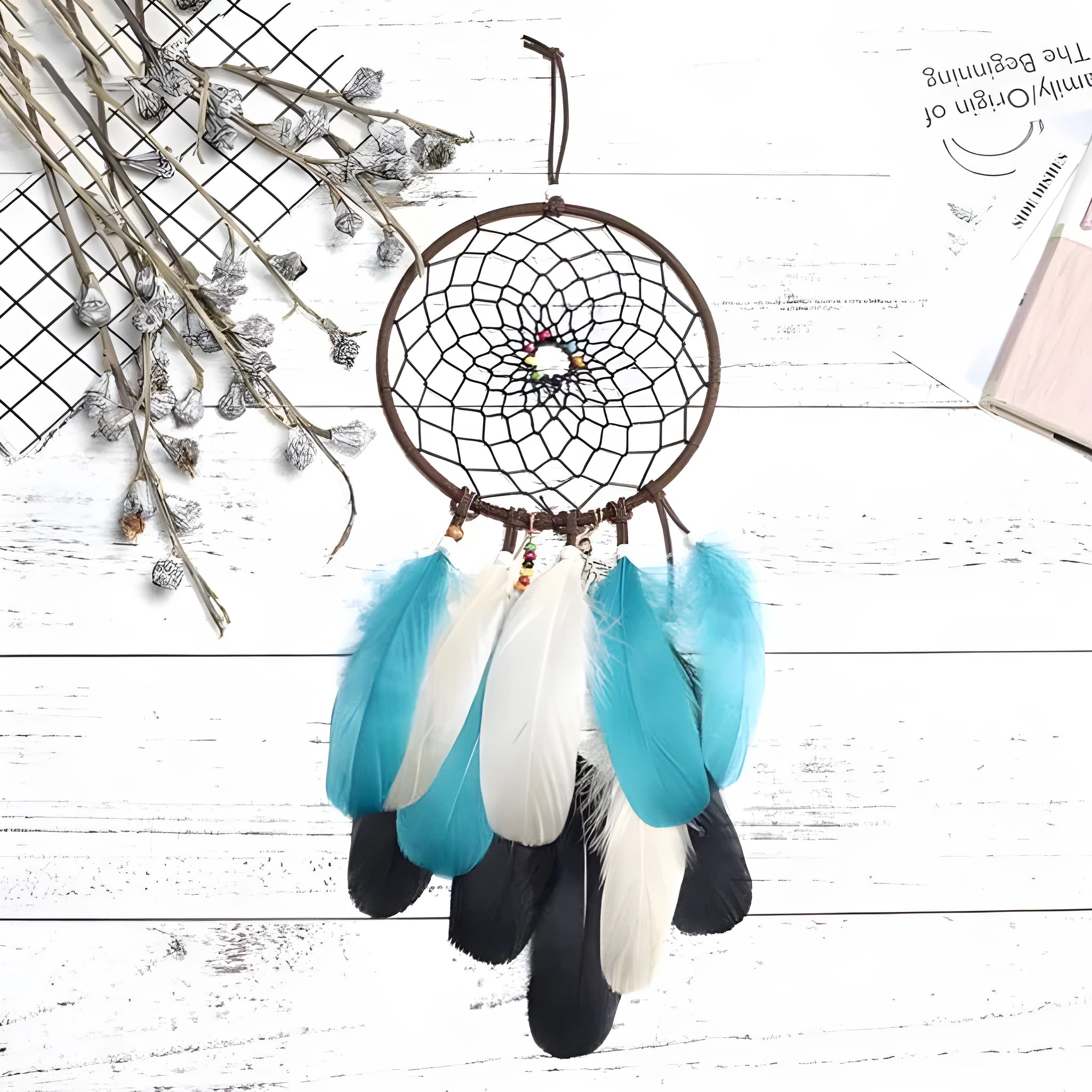 Dreamcatcher feather wind chime hanging ornament Ancient Dream colour 16x50cm