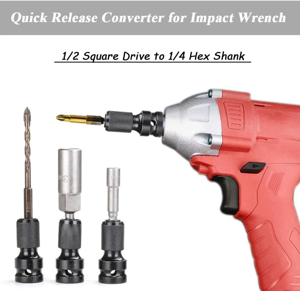 No. 45 steel telescopic scaling bit holder for square drive to hexagonal fastener conversion.