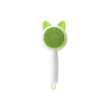 Self-cleaning pet hair remover comb with PP TPR handle and stainless steel teeth, greenish white colour