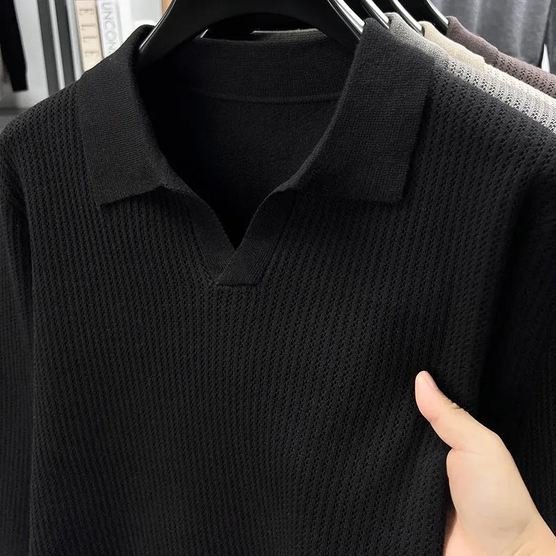 Men's loose fit casual jumper in green colour shown front view