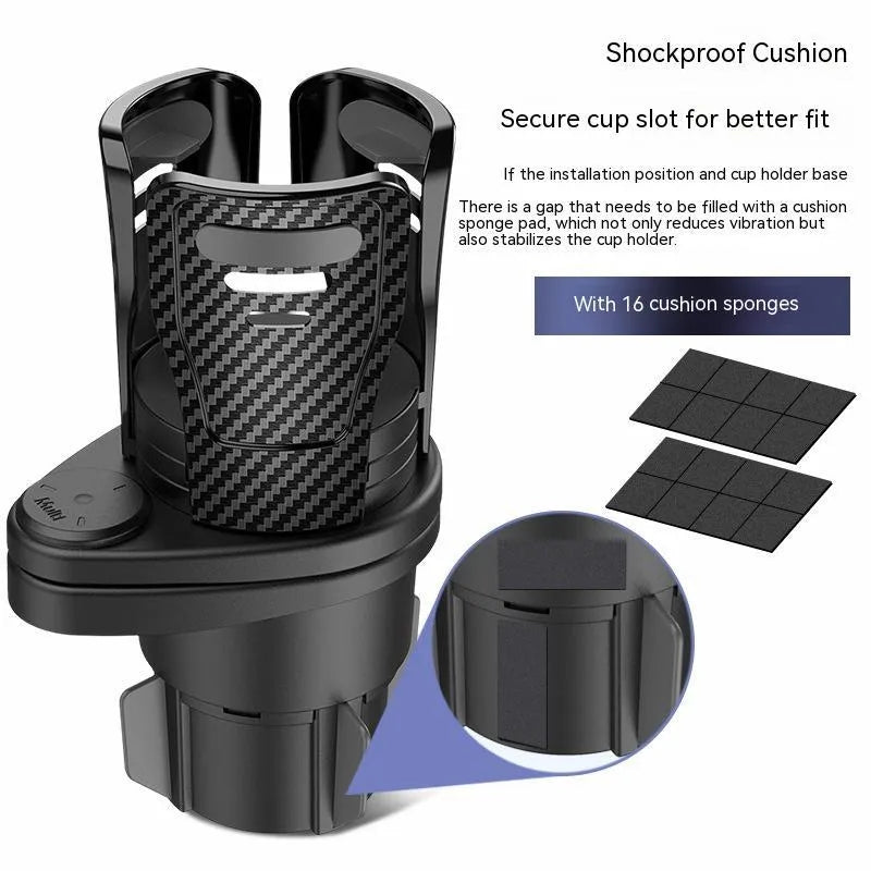 Second generation upgraded car cup holder modification in ABS plastic with carbon fibre pattern finish