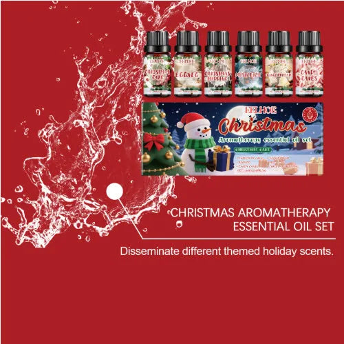 Christmas aromatherapy oil diffuser kit with six 60ml bottles for festive home fragrance