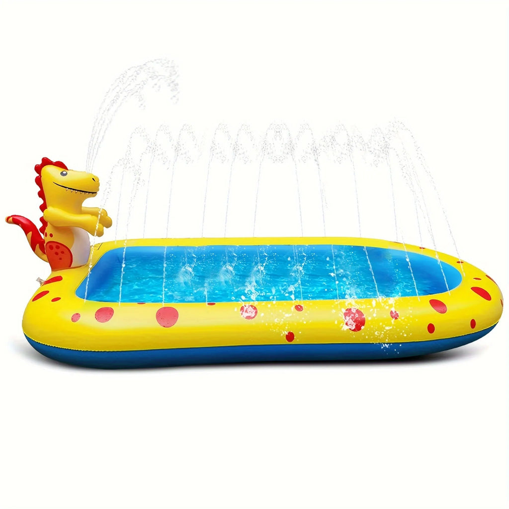 Blue dinosaur inflatable water spray pool for kids with shark design