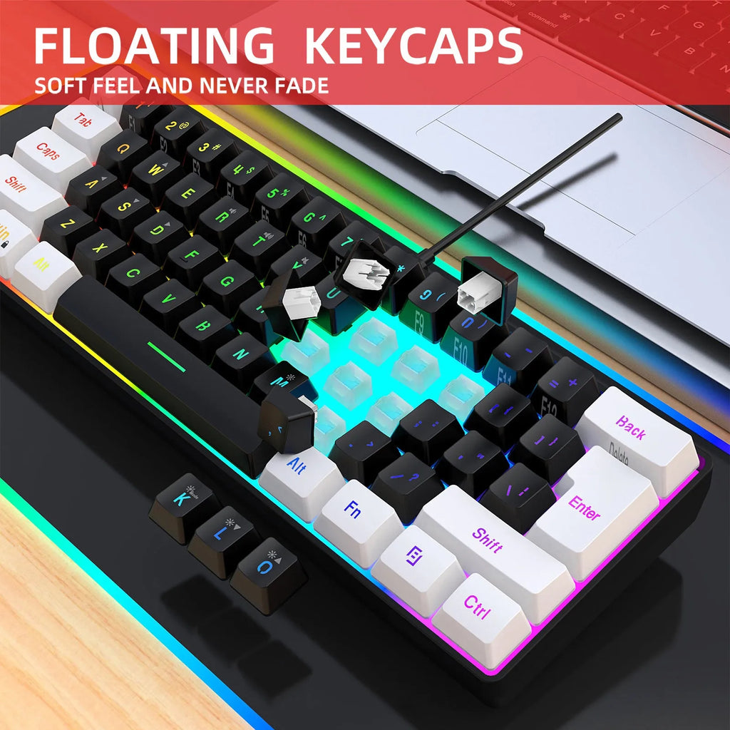 Simple wired 61 key membrane keyboard in white and black colour with compact design