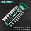 Multi-function socket casing ratchet wrench set in metric sizes with tool steel construction