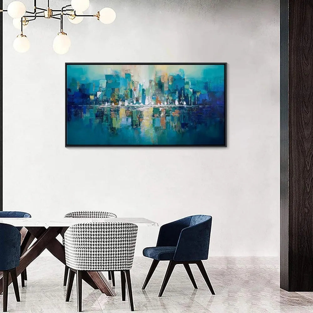 Handmade oil painting abstract canvas wall art horizontal modern mural no frame