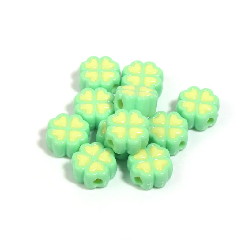 15mm frosted acrylic clover beads in mixed colours for jewellery making