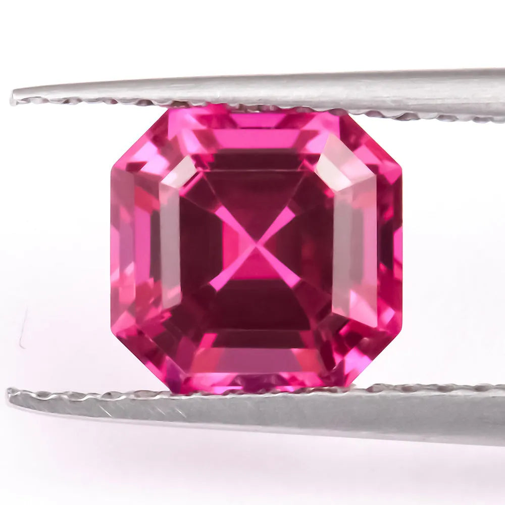 Cultured red ruby gemstone showing pigeon blood red colour in egg shape cut