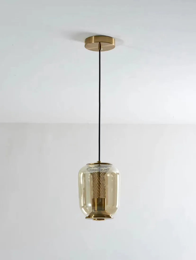Nordic minimalist spherical glass chandelier in clear, smoky grey or cognac colour