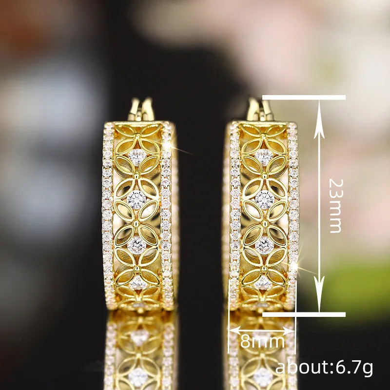 Geometric copper ear clips with horse, eye, flower and butterfly designs in yellow gold finish for women