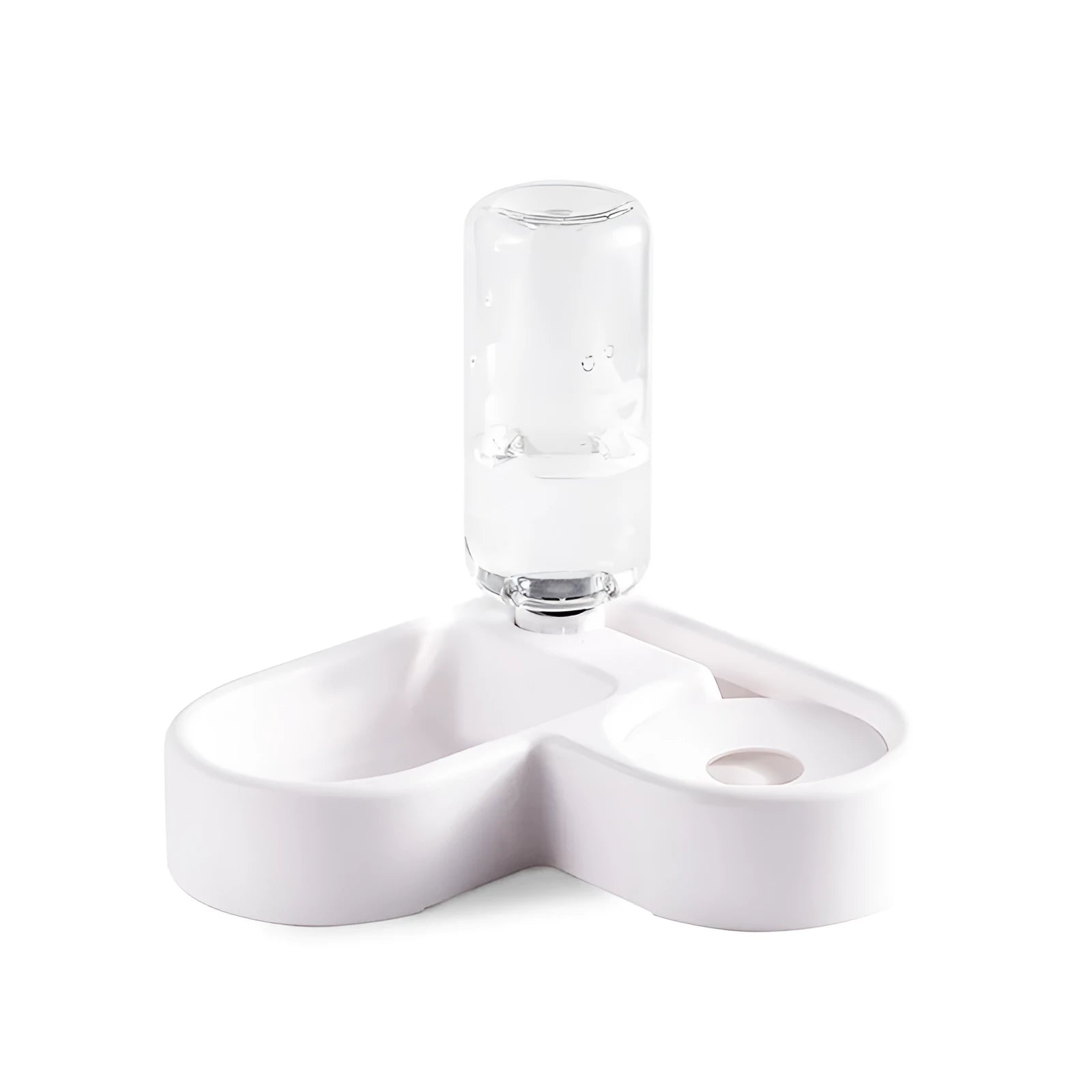 White internal pet water fountain with stainless steel dish for cats and dogs