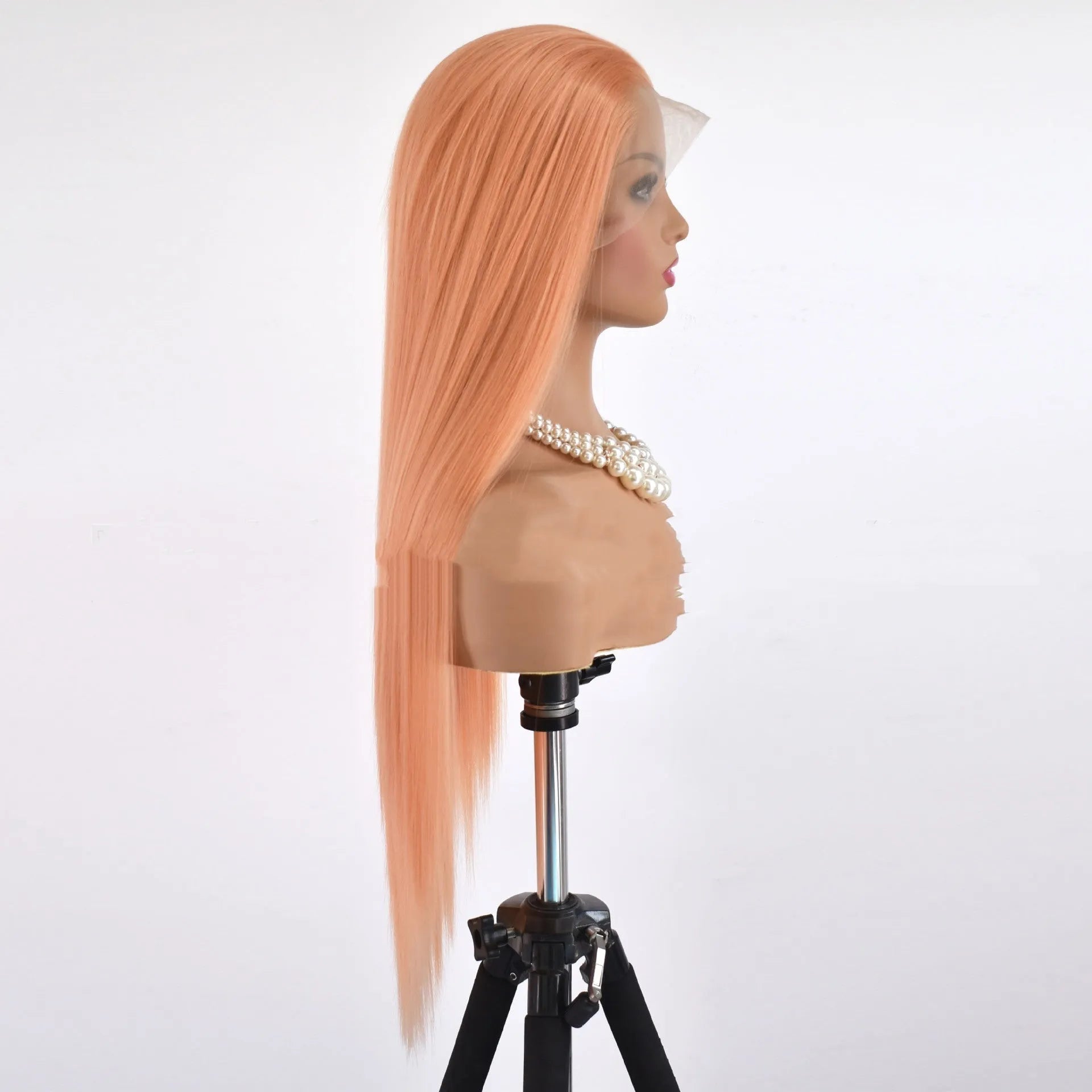 Hand crocheting lace front long straight wig 24 inch natural style matte high temperature fibre