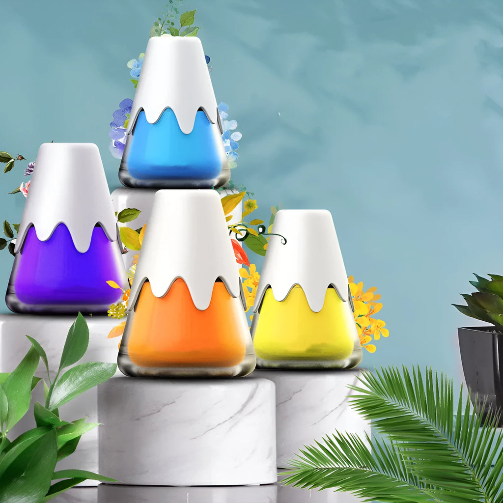 Glass jar car aromatherapy diffuser with Snow Mountain fragrance cream, shown in purple colour option.