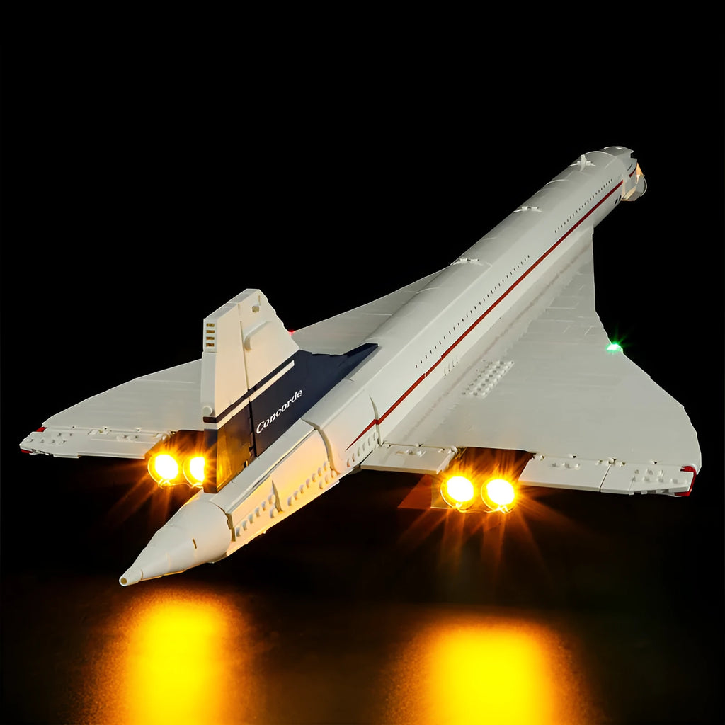 Building Blocks Toy Decorative LED Lighting Kit for Concorde Aircraft Model White Colour Box 16.5cm Display Flash Function Small Particle Plastic Construction Set Lighting Fixtures
