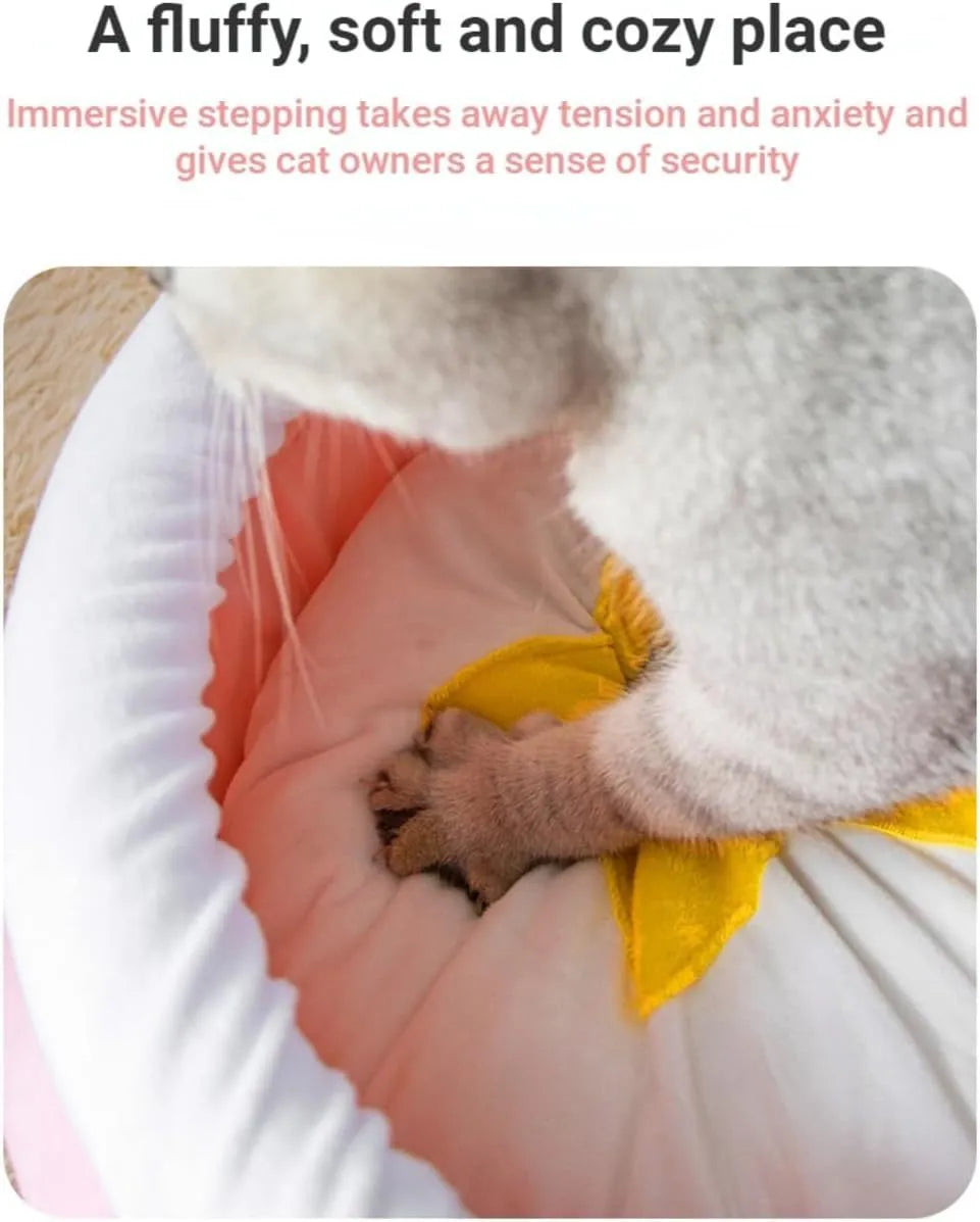 Honey pot shaped cat sofa bed with magic wand design in pink colour for small pets