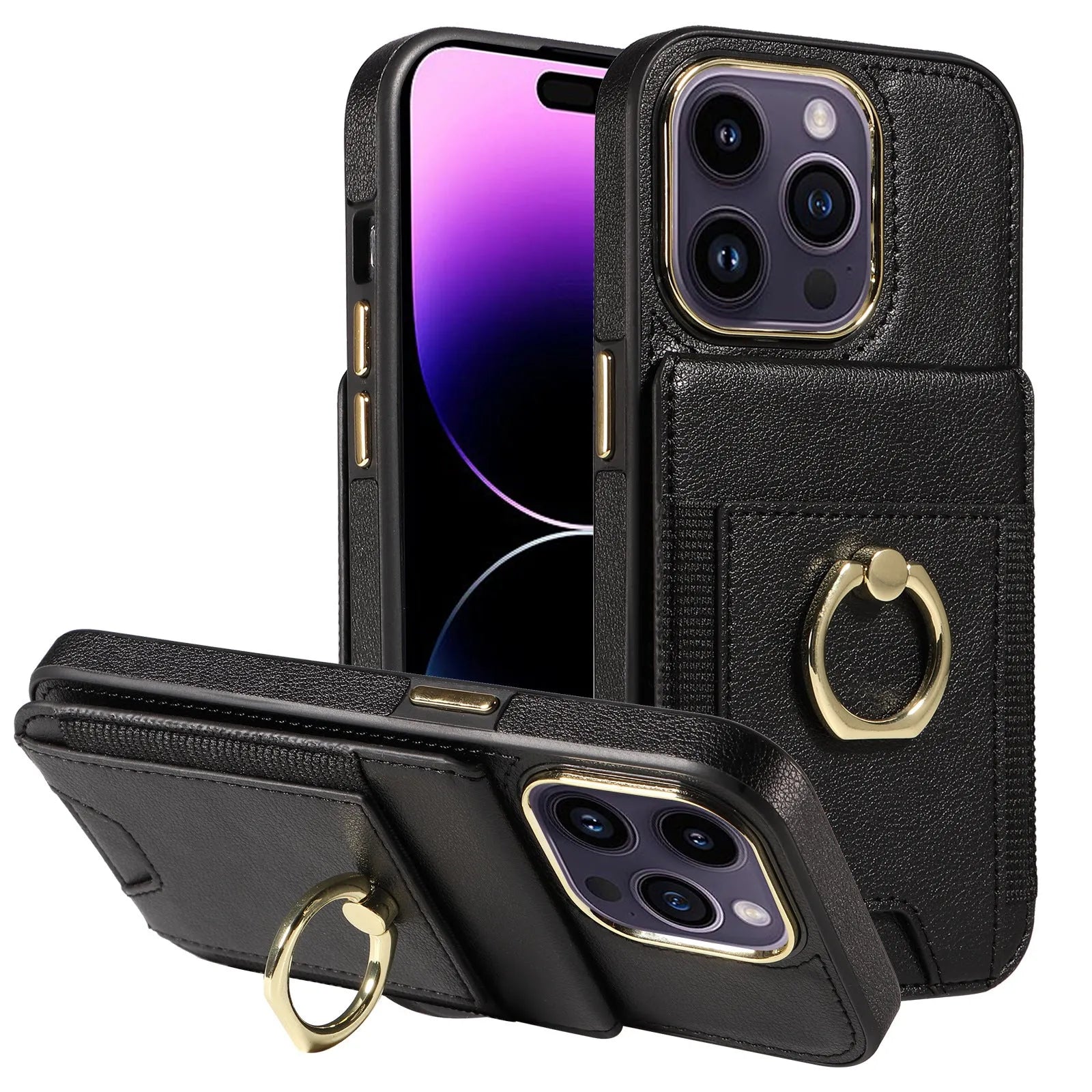 Imitation leather magnetic wallet phone case with card slot and kickstand for iPhone, colour options
