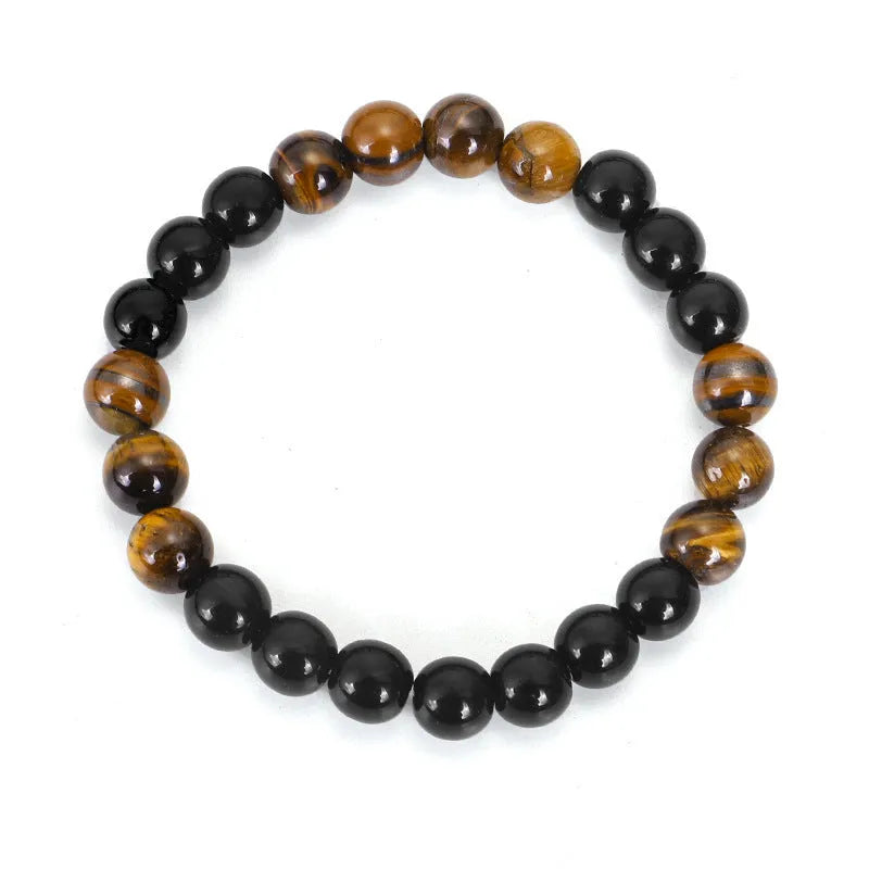 Tiger eye stone tassel sweater chain necklace with drop-shaped pendant on ball bead chain