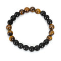 Tiger eye stone tassel sweater chain necklace with drop-shaped pendant on ball bead chain