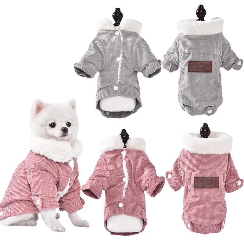 Lambswool grey dog vest with fleece lining for autumn and winter pet warmth