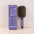 3D air cushion comb with steel needles in black handle pink ring, boxed packaging, over 20cm length