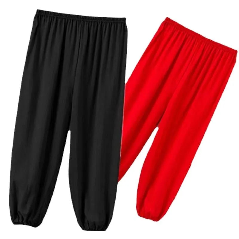 Children's black high elasticity Sanda practice pants for martial arts training