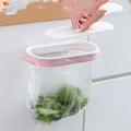 Blue plastic kitchen cabinet garbage bag storage rack holding rubbish bags