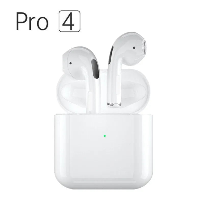 Pro4 Black and Pro4 White wireless in-ear sports Bluetooth headsets on a solid background.