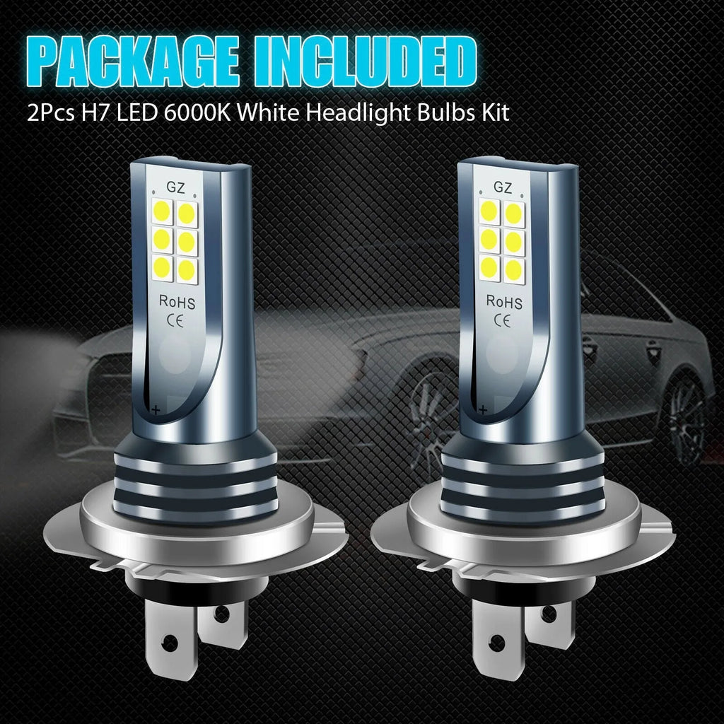 H7 9005 H11 compatible LED fog lamp bulb with aluminium alloy shell and 12 SMD LEDs.