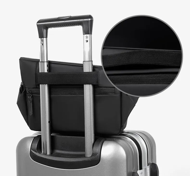 Grey PU crossbody bag showing shoulder strap and internal phone compartment