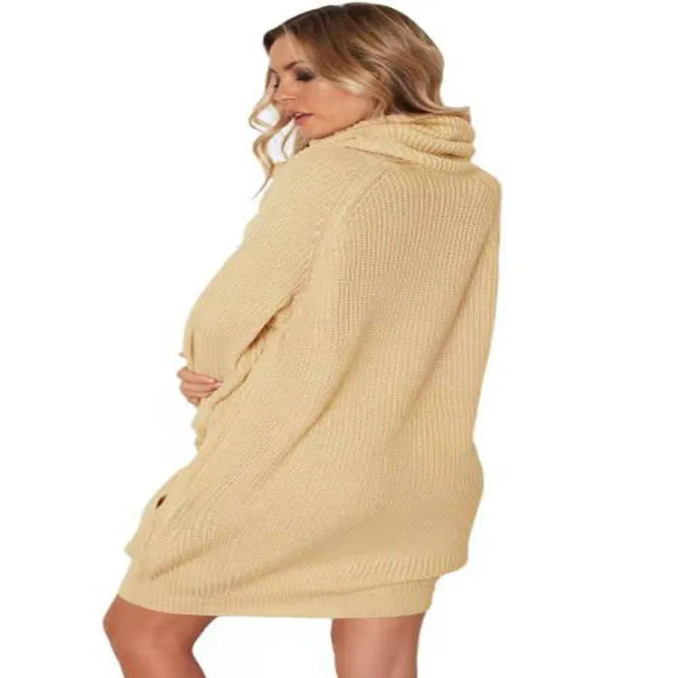 Women's loose lapel pullover sweater in imitation cashmere with colour block panels and chest pockets.