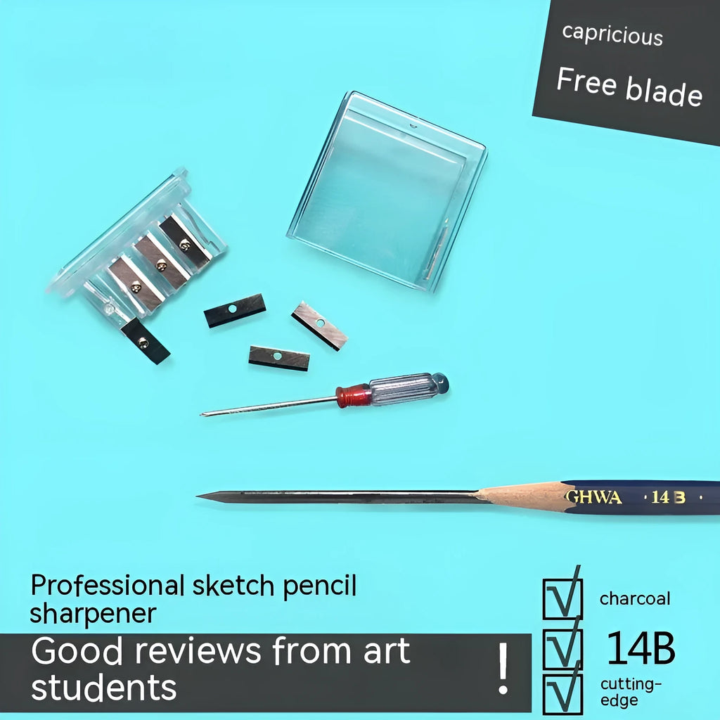 Four-hole geometric plastic pencil sharpener for art sketching with maintenance screwdriver