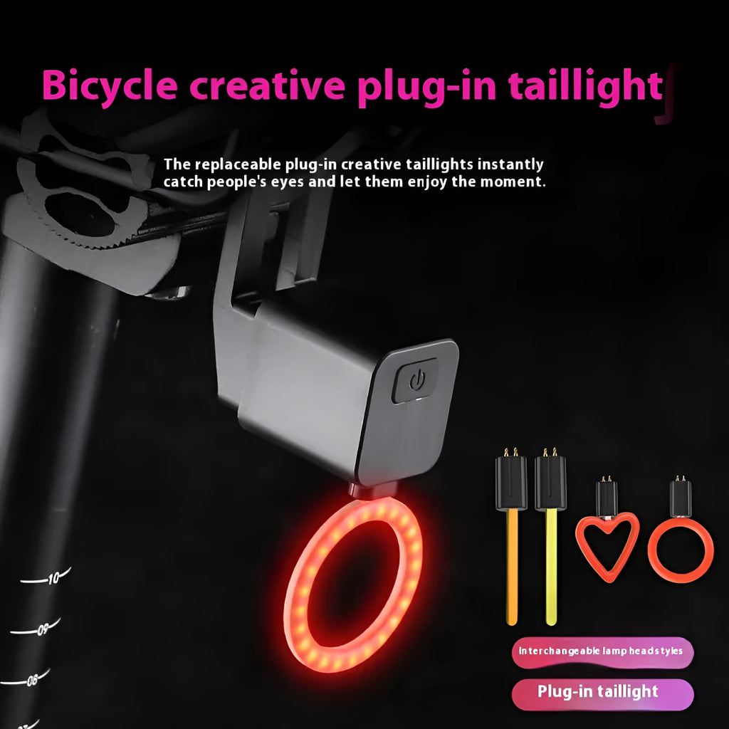Bicycle taillight with flowing water light patterns mounted on bicycle seat tube