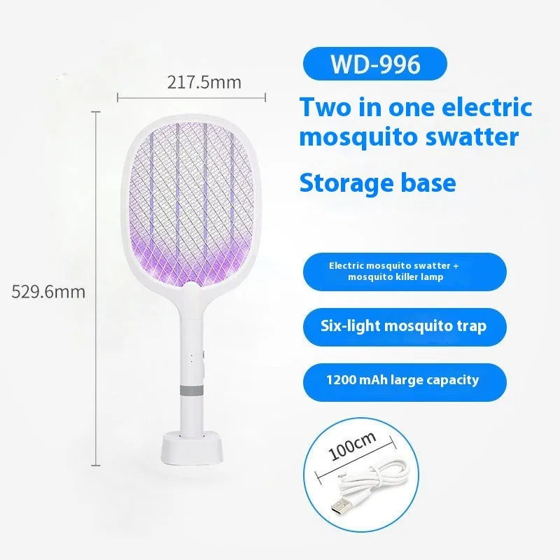 Purple and blue rechargeable electric mosquito swatter for indoor insect control