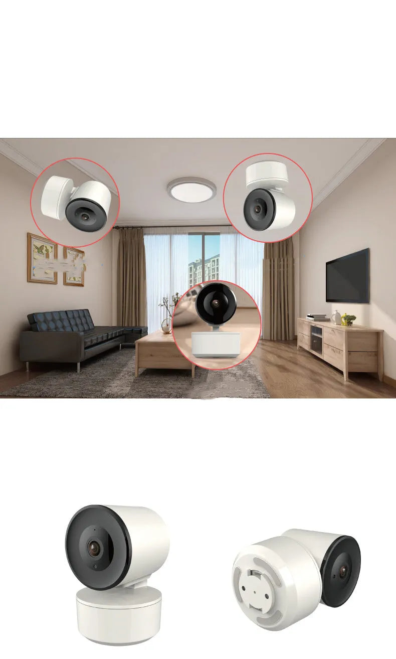 Smart WiFi PTZ security camera with pan-tilt functionality for indoor monitoring