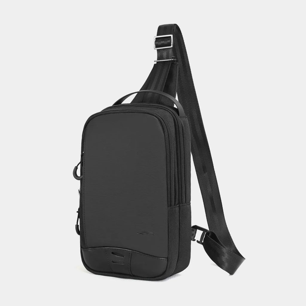 Casual black TPU waterproof chest pack with camouflage pattern and mobile phone compartment