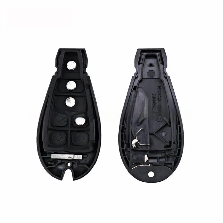 Dodge Chrysler car key fob replacement shell in ABS plastic and brass, dimensions 85mm by 42mm.