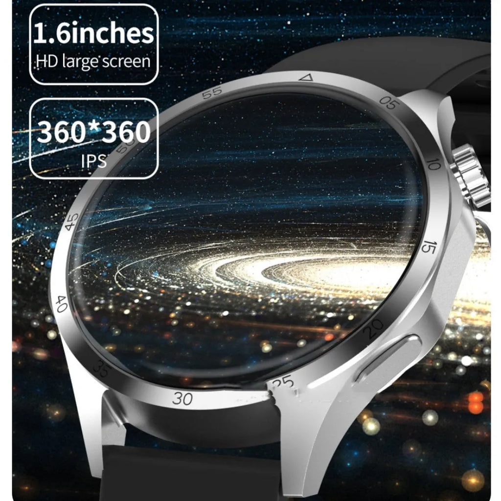 Black Bluetooth smartwatch with health monitoring features on either silicone sport or Milan mesh metal strap