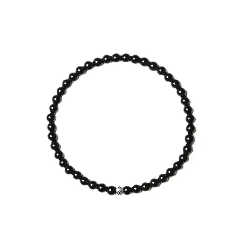 Geometric bead bracelet with Obsidian, Agate and Blue San stones in 4mm size