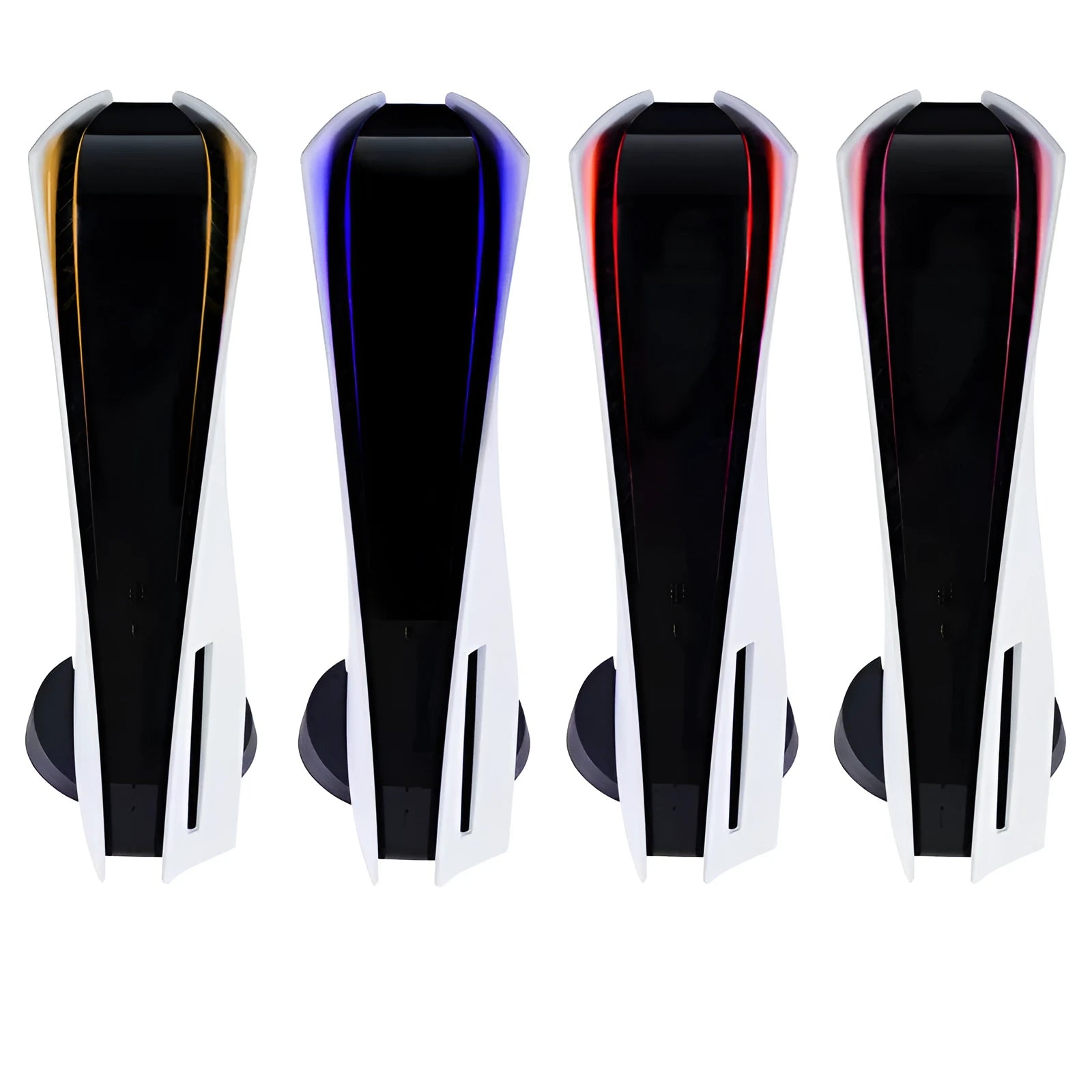 PS5 console LED light bar vinyl sticker in pink, red, gold, and blue colour options.