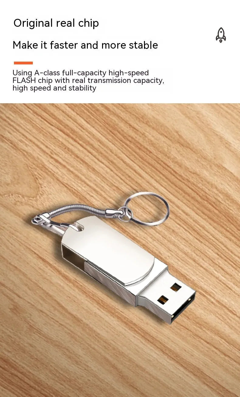 White metal rotation USB flash drive with small fat design showing extended connector