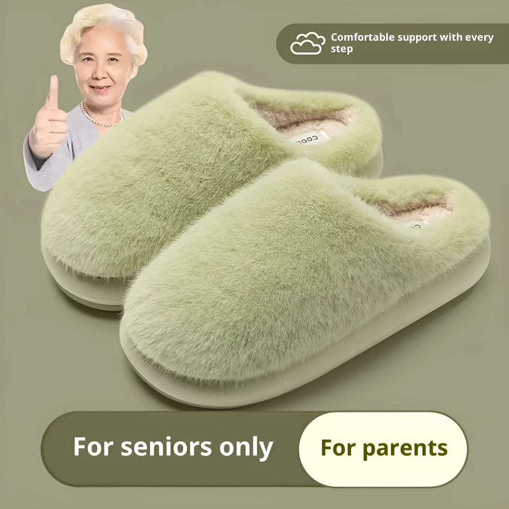 Non-slip Winter Insulated Cotton-padded Shoes for Couples Men's Warm Plush House Slippers with Artificial Wool Lining in Beige Green Pink Gray Khaki Sizes 36 to 45 Flat Heel Round Toe Wear-Resistant Outdoor Indoor Use